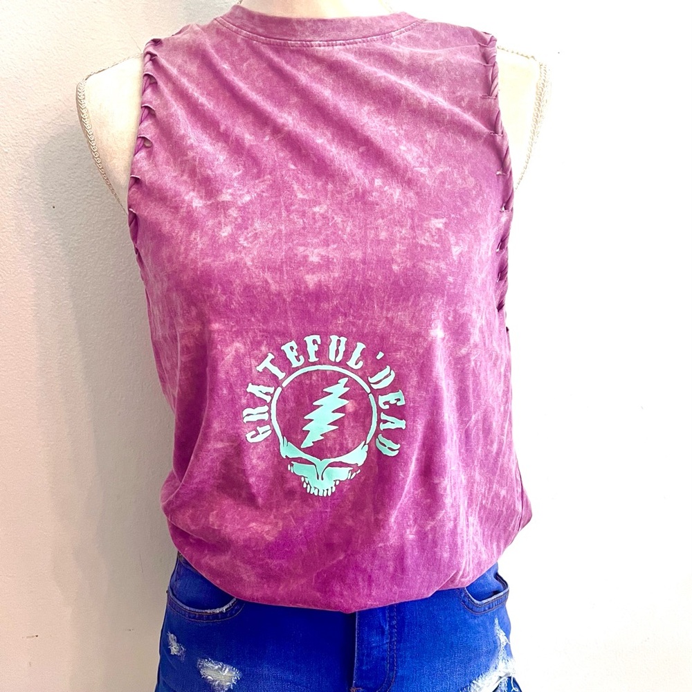 GRATEFUL DEAD Women’s Purple Tank Top with Blue Vinyl Print Size Medium. NWT